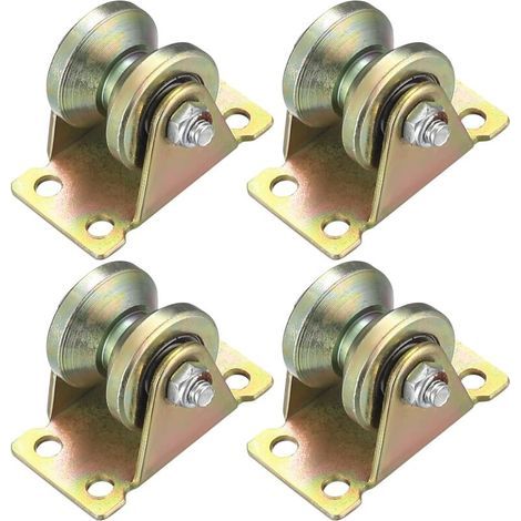 4 Pièces Poulie de Levage Mouflage, Roulette à Rainure en V, Roulette de Levage, Roue Gorge Poulies Cable pour Cordes Rail Portail Coulissan (Roulette à Rainure en V) (Poulie en V) (1/5)