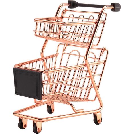 Modèle de mini chariot de courses à double niveau en or rose forgé-- (1/5)