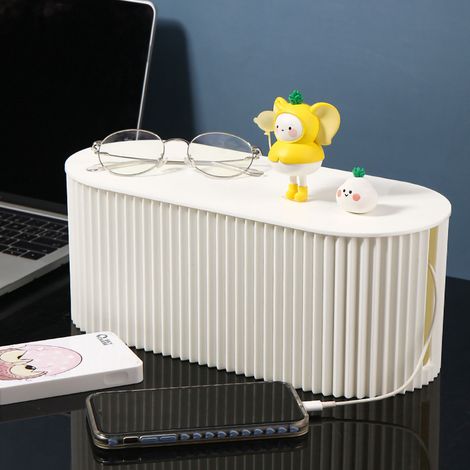 Robuste Kabelmanagementbox aus ABS mit großem Fassungsvermögen und abnehmbarem Deckel für PC-, TV- und Gerätekabel – Weiß – Größe L (1/5)