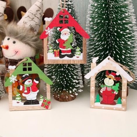 Ornements de Noël - Non spécifié - 3 Pcs - Bois - Intérieur - Suspension facile (1/5)
