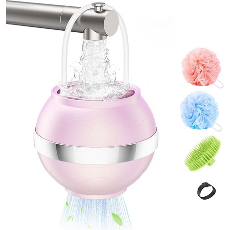 Bath Filter for Babies and Adults, Bath Water Filter for Tub, Removes Contaminants for Smoother Skin, Hair, Nails, Portable Shower Ball and Shampoo Brush, Pink