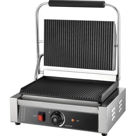 Gril à Panini Électrique 2200W en Acier Inoxydable, Presse à Sandwich avec Contrôle de Température, Plaque Émaillée 34x23 cm pour (1/5)
