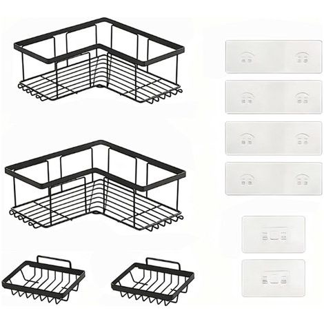 Estante para ducha sin taladrar, Estante adhesivo de pared para baño sin necesidad de taladrar, Negro, Jabonera, 1 pieza (1/5)