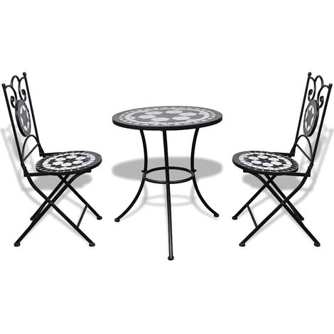 Maison Exclusive - Set da Bistrot 3 pz in Piastrelle di Ceramica Nero e Bianco (1/5)