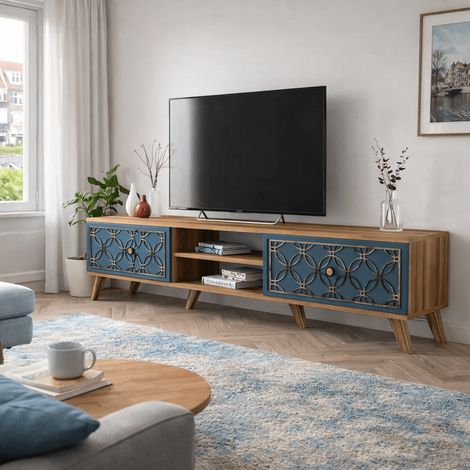 TV-Möbel Klasse Walnuss Chalcedon Melamin 180x44x35 cm (1/5)