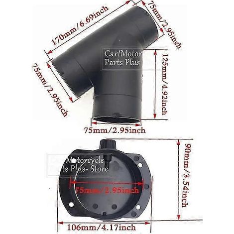 Conduit de ventilation de chauffage diesel 75 mm, raccord en T avec vanne de régulation pour Webasto Eberspächer Parking