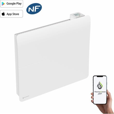 Radiateur électrique connecté 1500W double système de chauffe horizontal Blanc Cira