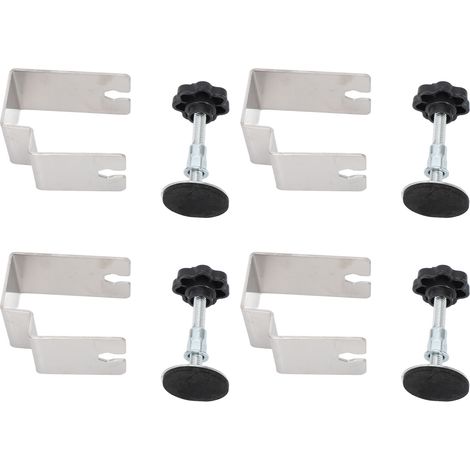 [JAMAIS UTILISÉ]Lot de 4 pinces de fixation pour panneaux de tiroir, en acier inoxydable, en forme d'arc. Pinces de fixation pour façades de tiroir. (1/5)