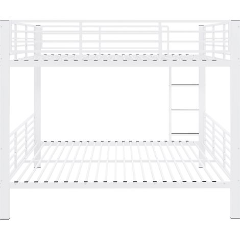 Letto a castello in metallo 140x200 cm bianco con scala e sponda (1/5)
