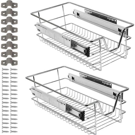 Set mit 4 Teleskop-Küchenschubladen, 30 cm, Küchenschublade, Küchenschrankauszug, Küchenschubladen aus Metall, integrierte Spülbeckenschublade, Schubladen (1/5)