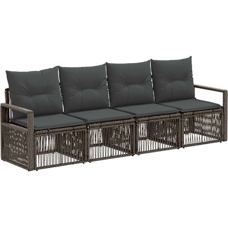 Gartensofa-set 4 pcs Grau Poly-Rattan vidaXL