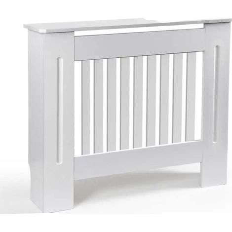 Cubierta de radiador de madera blanca 112x19x82 cm