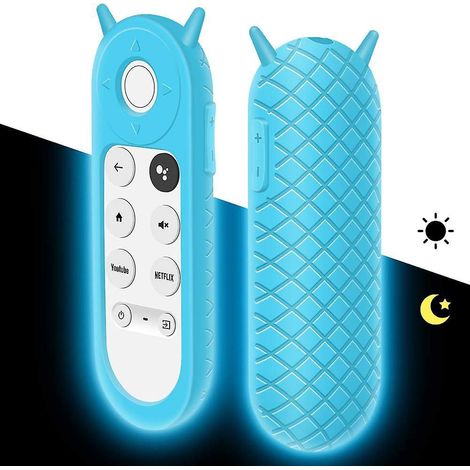 (glow Blue)coque Housse De Silicone Pour Tlcommande Chromecast Google Tv Vocale Antidrapant Tui De Protection Pour Telecommande Tv Google (1/5)