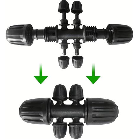 Raccords d’Irrigation pour Jardin – Tuyau Ø Intérieur 0,8 cm avec Connecteur en T à Barbillon Verrouillable, 6 Canaux (1/5)