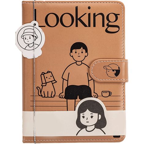 Carnet à couverture PU cuir marron A5, scrapbook bande dessinée avec fermoir magnétique, journal intime pour femmes et filles. (1/5)