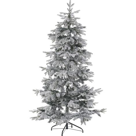 Albero di Natale Artificiale Bianco Innevato con Base in Metallo 210 cm Tomichi (1/5)