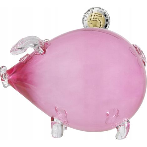 Großes rosa Sparschwein aus Glas, ideales Geschenk für Mädchen zur Hochzeit (1/5)