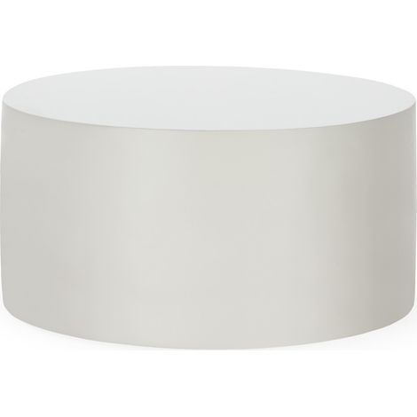 Mesa De Centro 73X73X37 Fibra De Piedra Blanco Mate
