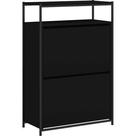 Zapatero mueble para entrada pasillo y salón 75 x 34 x 112 cm madera de ingeniería negra 020022018 (1/5)