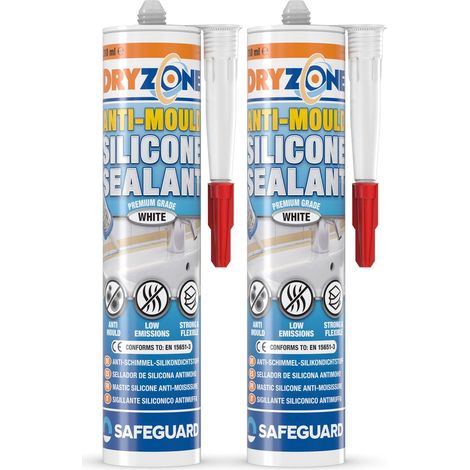 Dryzone Anti-Mould Silicone Sealant White 310ml x 2 Pack (1/3)