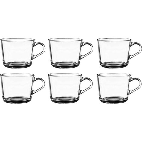 Tazza in vetro liscio con manico Kelly 270 ml, set da 6 (1/2)
