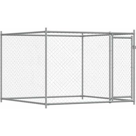 Cage pour chien avec porte, grise, 2x2x1,5 mètres, acier galvanisé. (1/5)