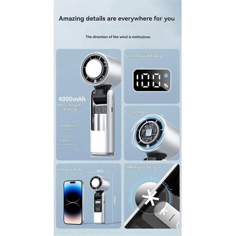 Tragbarer, per USB aufladbarer Ventilator, einstellbare Geschwindigkeit, Digitalanzeige, C (1/4)