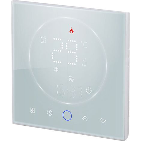 Thermostat Intelligent Thermostat de Chauffage Thermostat Programmable sans fil encastré de 13 mm AC95‑240V BLANC (1/5)