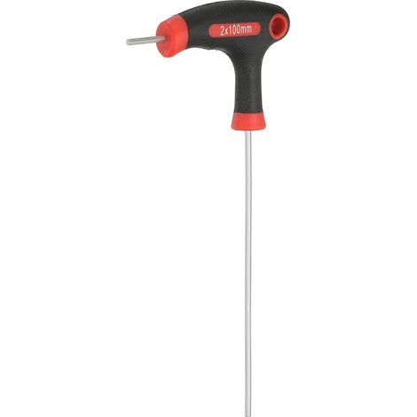 T-Handle Hex Wrench 2mm Metric 142mm Long Arm Length Cr-V T Wrench Internal Hex Keys Repair Tools for Auto and Home Maintenance, Red Black (1/5)