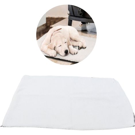 Coussin chauffant pour animaux de compagnie, antidérapant, amovible, isolant, couverture chaude pour niche ou chenil (blanc, 90 x 64 cm) (1/5)