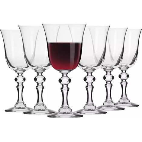 Verres à Vin Rouge 250 ml Lot de 6 Collection Cristal Sans Plomb Design Élégant avec Pied Richement Orné (1/5)