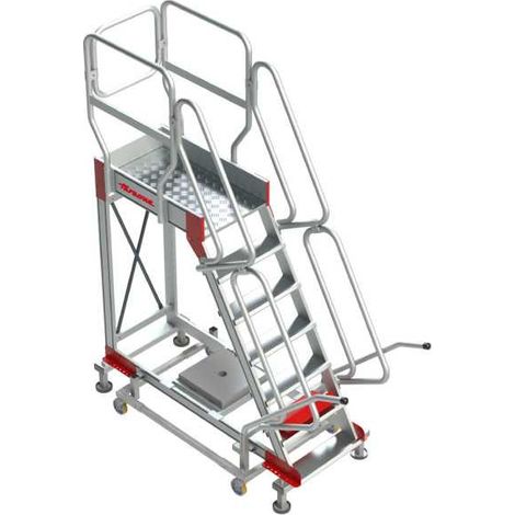 Escalera de aluminio con plataforma y cuatro ruedas Inclinación de 60 Altura hasta la plataforma 1,20 m SY60-05 FARAONE (1/5)