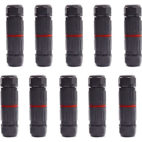 10 PCS IP68 Waterproof Electrical Cable Connector, Female 3 Pin Waterproof Connectors Outdoor Power Socket Waterproof Wire Connector Fitting (1/4)