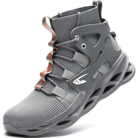 Zapatos de seguridad para hombre y mujer, ligeros, de caña alta, S3, transpirables, con puntera de acero, color gris, talla 45 EU, 27,5 cm, AAFGVC (1/5)