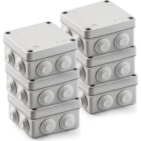 3011.6 6er-Pack IP55 wasserdichte Anschlussdosen (3011) halogenfrei, hohe Schlagfestigkeit, Vierteldrehschrauben, einfache Montage, metrischer Kegel, 112 x 112 x 64 cm, grau (1/5)