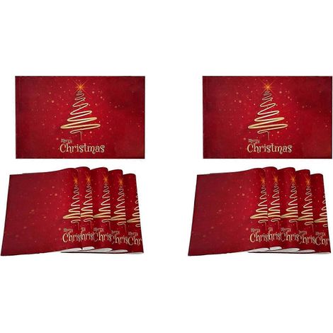 Ensemble de 12 sets de table sapin de Noël, antidérapants et faciles à nettoyer, en lin, résistants à la chaleur. (1/5)