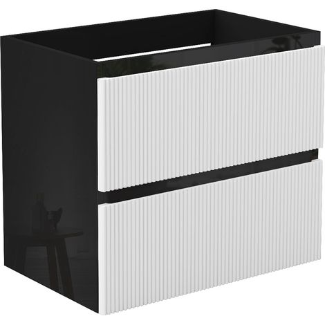 Waschbeckenunterschrank Glänzend Unterschrank Badmöbel Badschrank 50cm Hochglanzschwarz+Mattweiß TYP4 (1/5)