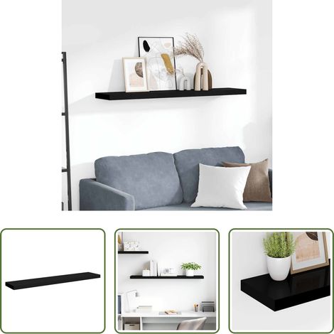 Étagère décorative - Étagère murale flottante noir 120x23,5x3,8 cm MDF (1/5)