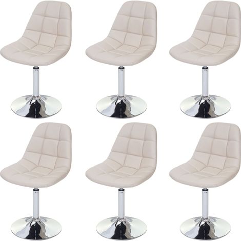 [NON UTILIZZATO] Set 6x sedie girevoli sgabello HHG-452 design moderno sala pranzo ecopelle avorio