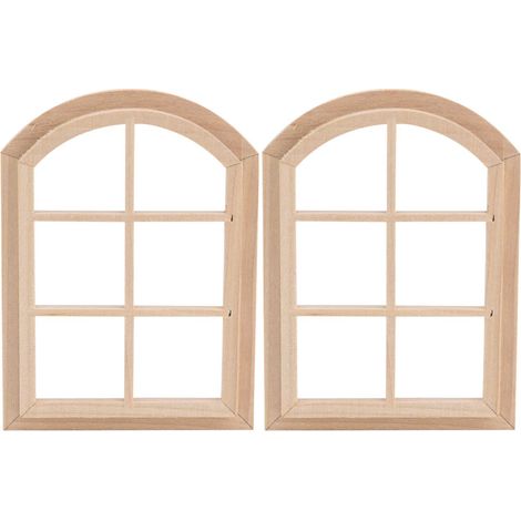 Fenêtre voûtée miniature en bois pour maison de poupée à l'échelle 1/12, meuble de fenêtre de poupée décoratif (1/5)