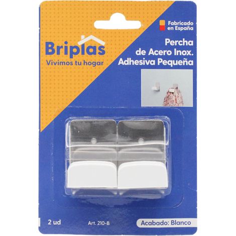 BRIPLAS percha acero inox adhesivo pequeña blanco , Colgador de acero inoxidable adhesivo mini Briplas.
- Percha colgador de acero inoxidable de base metálica.
- Ideal para la orde