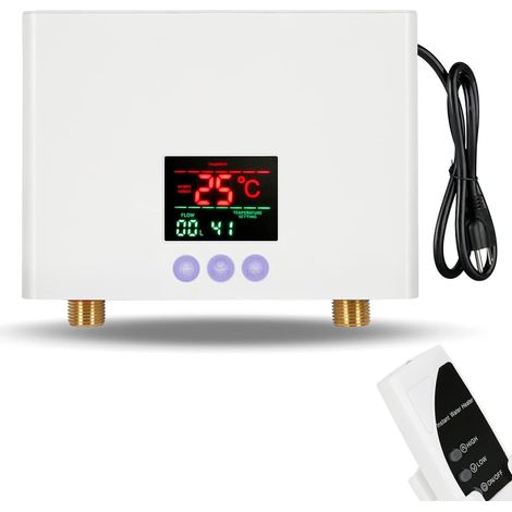 3000 W Mini Durchlauferhitzer Unter der Spüle 220 V Thermostatisches Waschheizsystem mit Fernbedienung Digitalanzeige für Zuhause, Küche, Badezimmer (Weiß) (1/5)