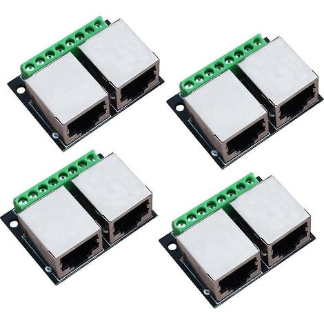 Carte de dérivation 4 pièces RJ45 Ethernet double femelle, connecteurs au pas de 3,5 mm, adaptateur réseau blindé (1/5)