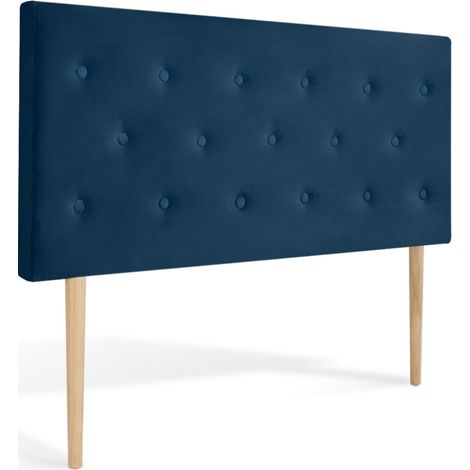 Tête de lit capitonnée Théa 140cm Velours Bleu foncé (1/3)