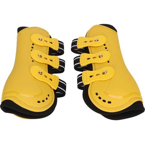 2-piece adjustable, breathable, open-front horse tendon boots for riding jumping training, yellow, L (1/5)