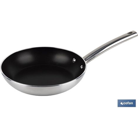 Padella Professionale 24 cm Manico in Alluminio e Acciaio Inox Tyler