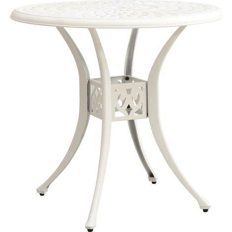 Table d'extérieur Table de salon de jardin - Blanc 78x78x72 cm Aluminium coulé BV350418 - BonneVie (1/5)