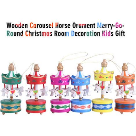 Carrousel en bois en forme de cheval, décoration de Noël pour chambre d'enfant, cadeau idéal pour les enfants (1/5)
