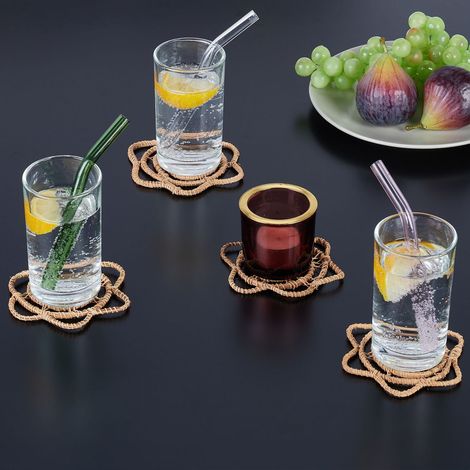 Lot de 4 sous verres en fibre de palmier resistants a la chaleur (1/5)
