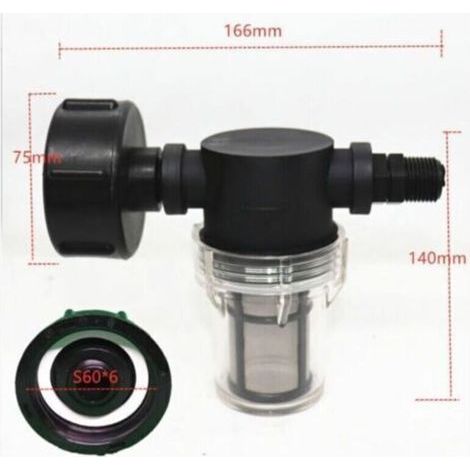 Robinet Raccord Cuve - Articulation U Pour Collecteur Eau De Pluie - Filtre Intégré - Adaptateur S60x6 - Filetage Extérieur 1/2 Pouces - 1 Pièce (1/5)
